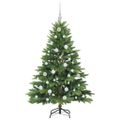 vidaXL Umelý vianočný stromček s 150 LED-i Zelená 150 cm PE a PVC