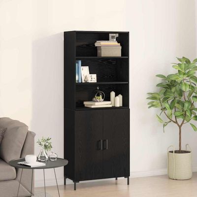 vidaXL Highboard Čierny dub 69,5 x 34 x 180 cm Kompozitné drevo