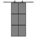 vidaXL Posuvné dvere s kovaním čierne 90x205 cm tvrdené sklo