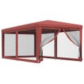 vidaXL Párty stan so 6 sieťkovanými bočnými stenami červený 3x6 m HDPE