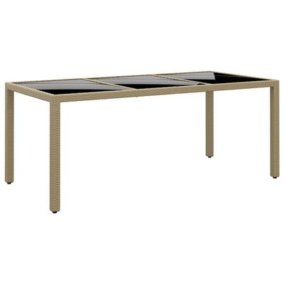 vidaXL Záhradný stôl 190x90x75 cm tvrdené sklo a polyratan béžový