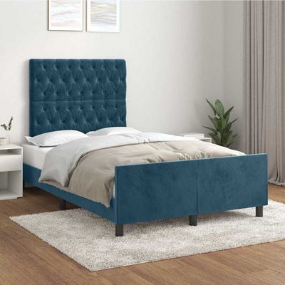 vidaXL Posteľ bez matraca tmavomodrý 120x200 cm zamat