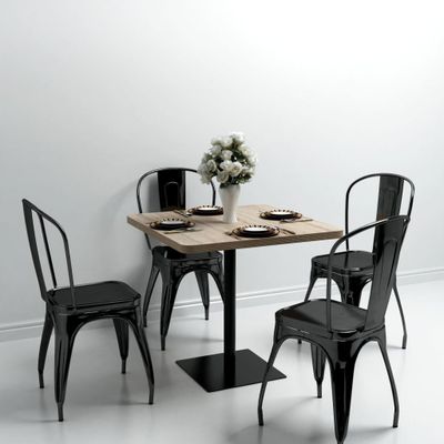 vidaXL Bistro stolík, MDF a oceľ, štvorcový, 80x80x75 cm, dubová farba