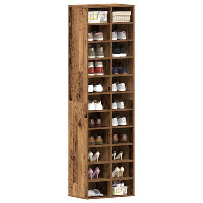 VidaXL Skrinka na topánky Old Wood 54x34x183 cm Engineered Wood