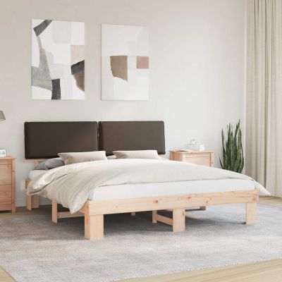 vidaXL Rám postele s čalúneným čelom Sivohnedá 180 x 200 cm
