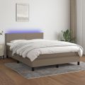 vidaXL Posteľ boxsping s matracom a LED sivohnedá 140x190 cm látka