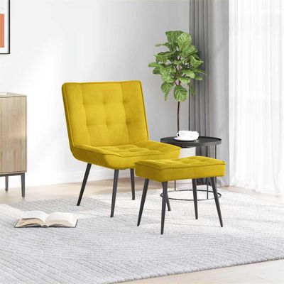 VidaXL Relaxačné kreslo so stoličkou Yellow Velvet