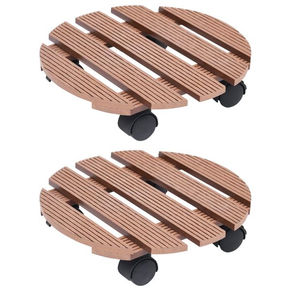 vidaXL Vozíky pod kvetináče 2 ks hnedé Ø30x7,5 cm WPC