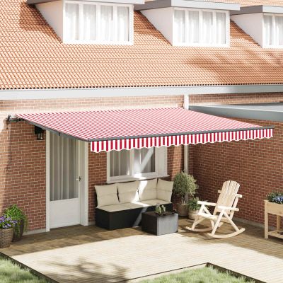 vidaXL Sklopná markíza Červená a Biela 450 × 350 cm Tkanina a hliník
