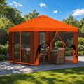 vidaXL Záhradný altánok so bočnými stenami 3 x 3 m Oranžová