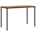 vidaXL Záhradný stôl s akáciovou doskou čierny 115x54x74 cm polyratan