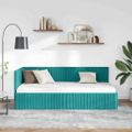 vidaXL Rohový rám postele Tyrkysová 90 cm x 190 cm Zamat