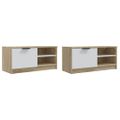 vidaXL TV stolíky 2 ks biele a sonoma 80x35x36,5cm spracované drevo
