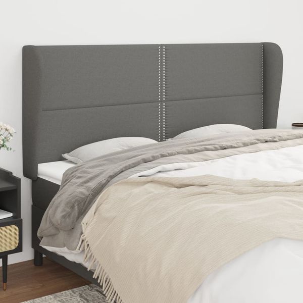 vidaXL Čelo postele so záhybmi tmavosivé 183x23x118/128 cm látka