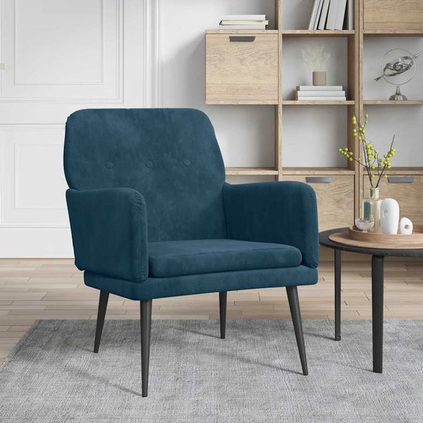 VidaXL Kreslo modré 62x79x79 cm zamat