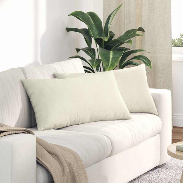 vidaXL Vankúše na pohovku 2 pcs Krémová 80 x 40 cm Kordúrová tkanina
