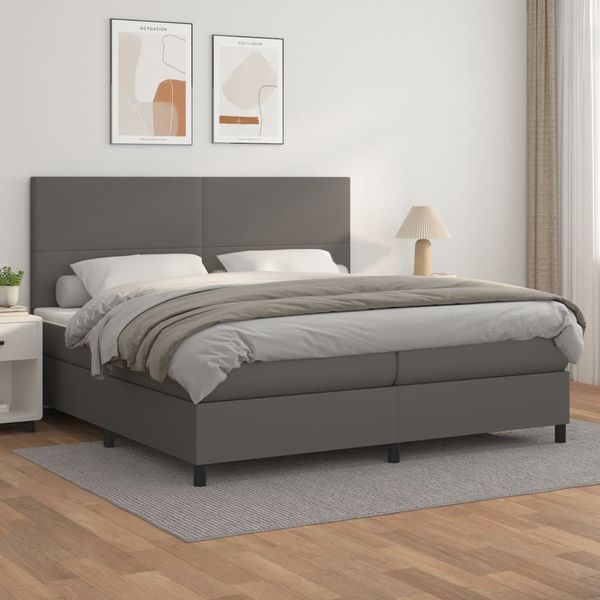 vidaXL Boxspring posteľ s matracom sivá 200x200 cm umelá koža