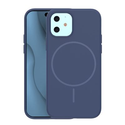 Silicónové puzdro Thin Mag pre iPhone 12 / 12 Pro 6,1" tmavomodré
