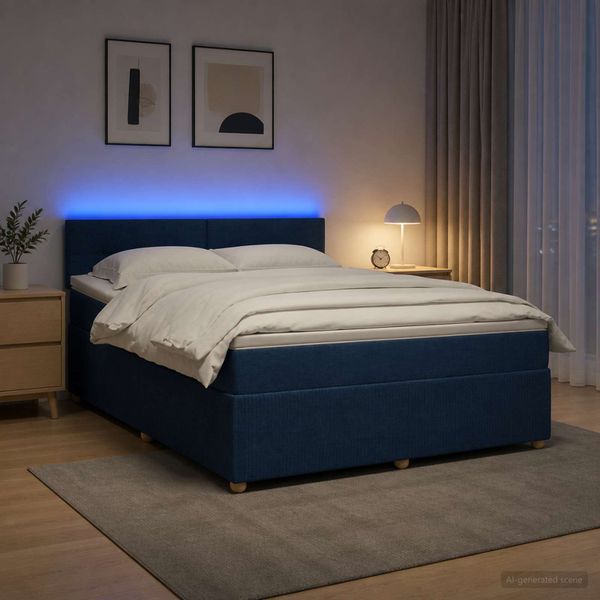 vidaXL Posteľ boxspring s matracom Modrá 140 x 200 cm Látka