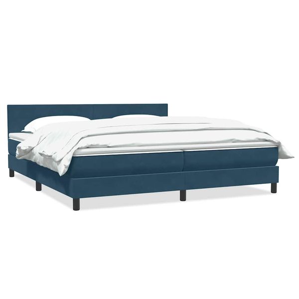 vidaXL Posteľný rám boxsping s matracom tmavomodrý 180x210 cm zamat