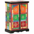 vidaXL Ručne maľovaná komoda s dvierkami 53x30x75cm mangovníkový masív