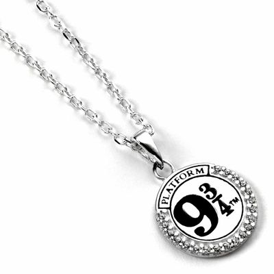 Strieborný náhrdelník Harry Potter - Nástupište 9 a 3/4 s kryštálmi (Ag 925)