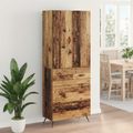 vidaXL Highboard Staré drevo 69,5 x 34 x 180 cm Kompozitné drevo