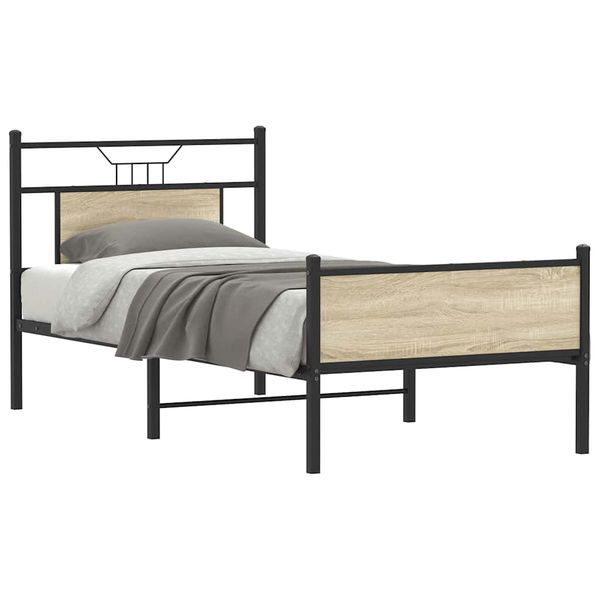 vidaXL Posteľný rám bez matraca dub sonoma 75x190 cm kompozitné drevo