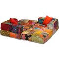 vidaXL 3-miestna modulárna taburetka, patchwork, látka