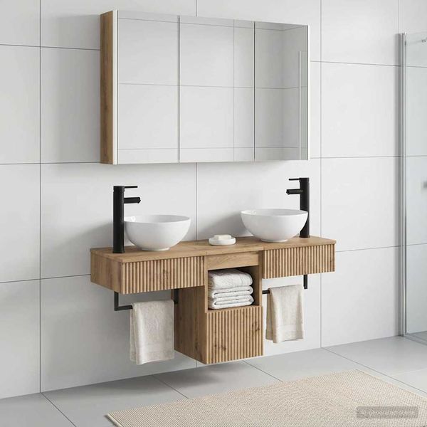 vidaXL Set kabinetov do kúpeľne 4 pcs Dub artisan 103,5 x 15,5 x 70 cm