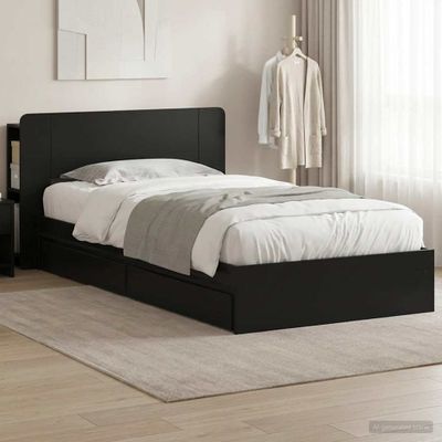 vidaXL Rám postele so skladom Čierna 90 x 190 cm Kompozitné drevo