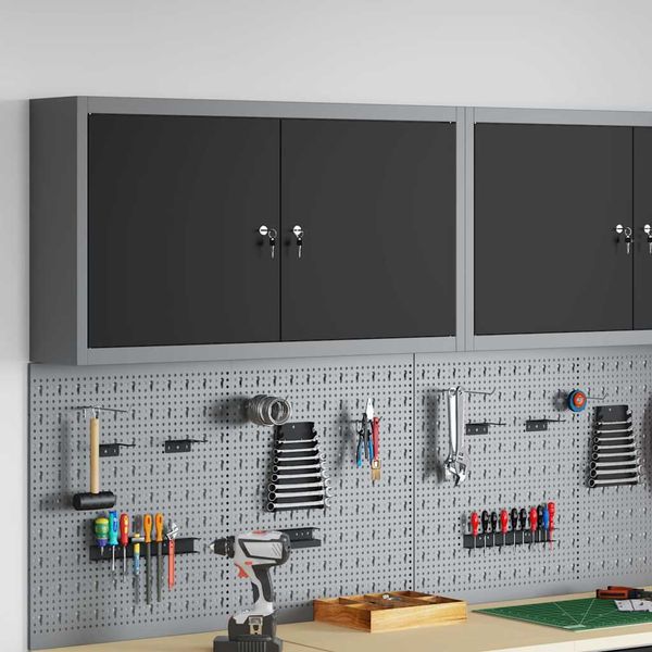 vidaXL Skrinka na náradie s poličkou Čierna a Šedá 100 x 20 x 55 cm