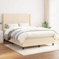 vidaXL Boxspring posteľ s matracom krémový 140x190 cm látka