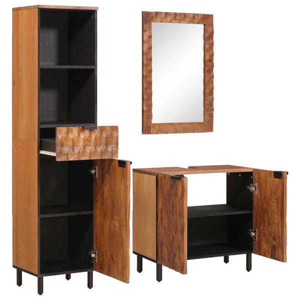 vidaXL Súpravy kúpeľňového nábytku s dverami 3 pcs Masívne mango drevo