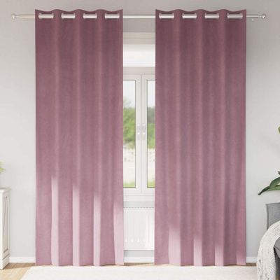 vidaXL Zatemňovacie závesy 2 pcs Tmavo ružová 140 x 260 cm Zamat