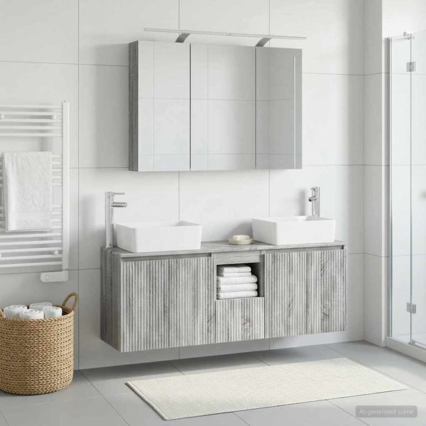 vidaXL Set kabinetov do kúpeľne 4 pcs Sivý Sonoma Kompozitné drevo