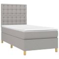 vidaXL Posteľ boxsping s matracom a LED bledosivá 90x190 cm látka