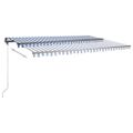vidaXL Voľne stojaca ručne zaťahovacia markíza 500x350 cm, modro biela