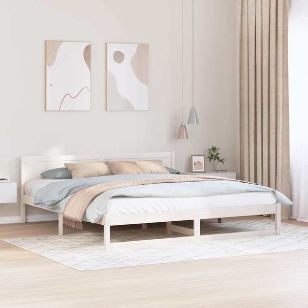 vidaXL Rám postele Biela 200 x 200 cm Masívne borovicové drevo