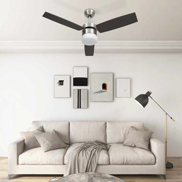 vidaXL Stropný ventilátor so svetlom a ovládačom 108 cm, tmavohnedý