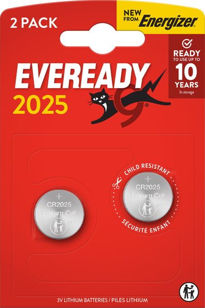 E304439300 Energizer Eveready Lithium CR2025 BP2