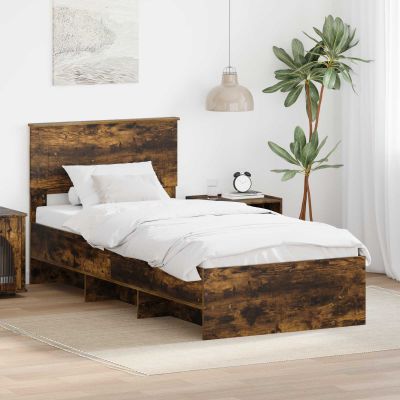 vidaXL Rám postele Dymová dub 90 x 200 cm Kompozitné drevo