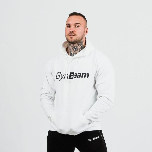 Mikina PRO Hoodie White - GymBeam, veľkosť S, veľkosť oblečenia S