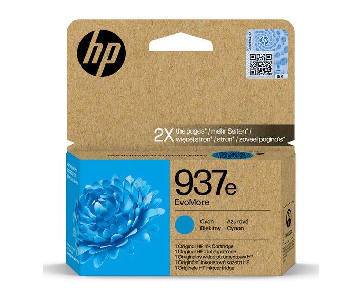 HP 937e atramentová náplň azúrová, 4S6W6NE