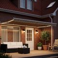 vidaXL Ručný rám markízy s LED Žltá, šedá a biela 4 × 3 m