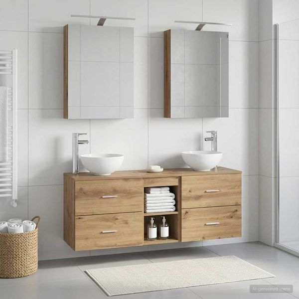 vidaXL Set kabinetov do kúpeľne 5 pcs Dub artisan 50 x 14,5 x 70 cm