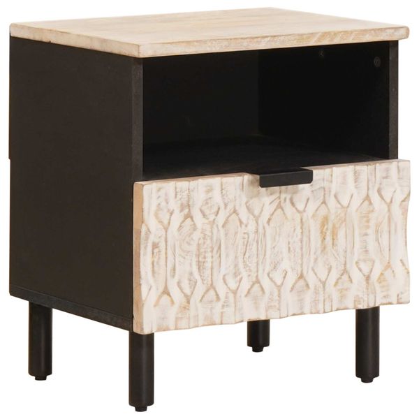 vidaXL Nočný stolík Biela 40 x 33 x 46 cm Masívne mango drevo