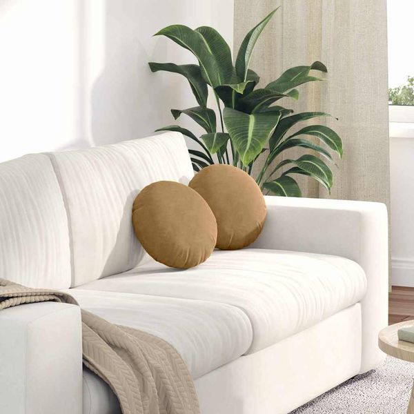 vidaXL Vankúše na sedenie 2 pcs Hnedá Ø30 x 13 cm Zamat
