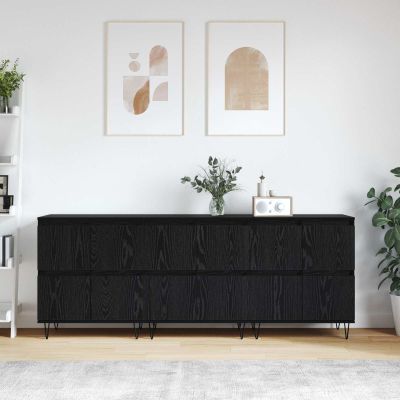 vidaXL Komody 3 pcs Čierny dub