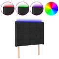 vidaXL Čelo postele s LED čierne 103x16x118/128 cm zamat